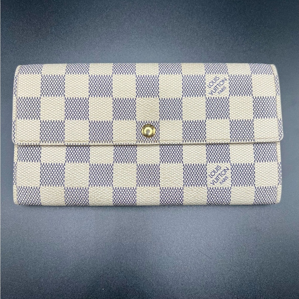 LOUIS VUITTON Damier Azur Portefeuille Sarah Bi-fold Long Wallet